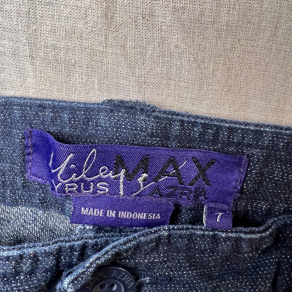 Miley Cyrus Max Azria Denim Mini Skirt Junior 7 Y2K 2000s Ruched Micro Utility - Picture 4 of 8